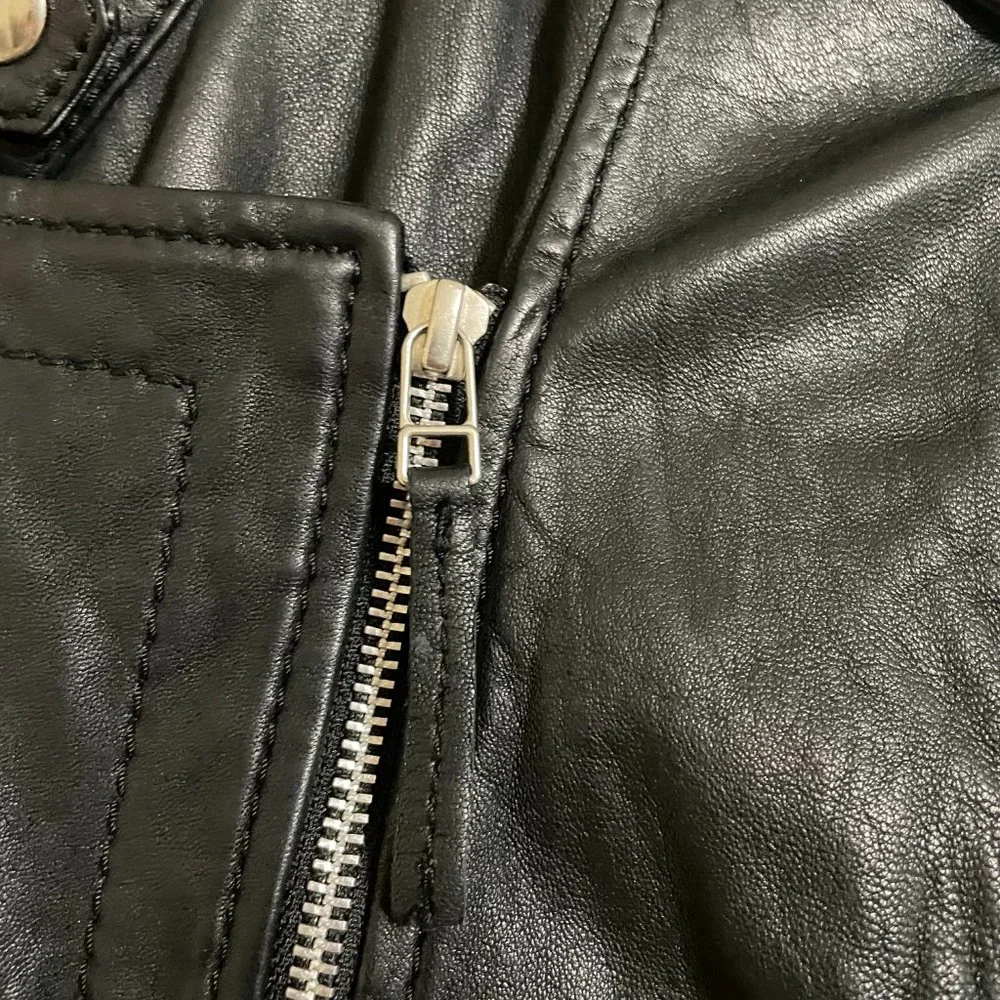 Bod & Christensen Black Leather Biker Jacket - Picture 7 of 12